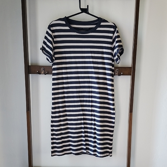 Free Assembly Dresses & Skirts - Navy and White Striped T-Shirt Dress